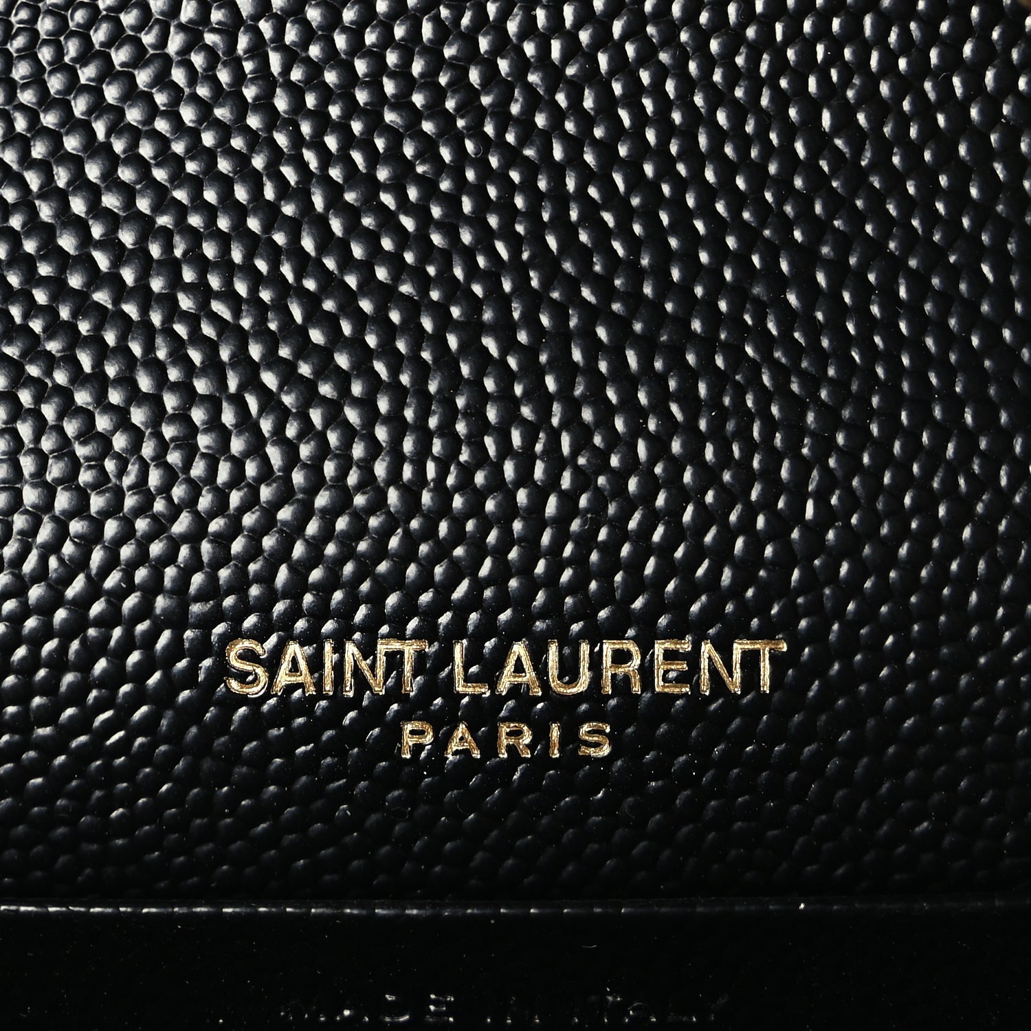 Saint Laurent Grain De Poudre Matelasse Chevron Monogram Chain Wallet Black 5 of 8