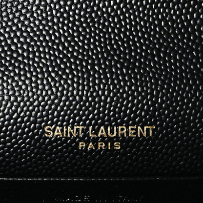 Saint Laurent Grain De Poudre Matelasse Chevron Monogram Chain Wallet Black 5 of 8