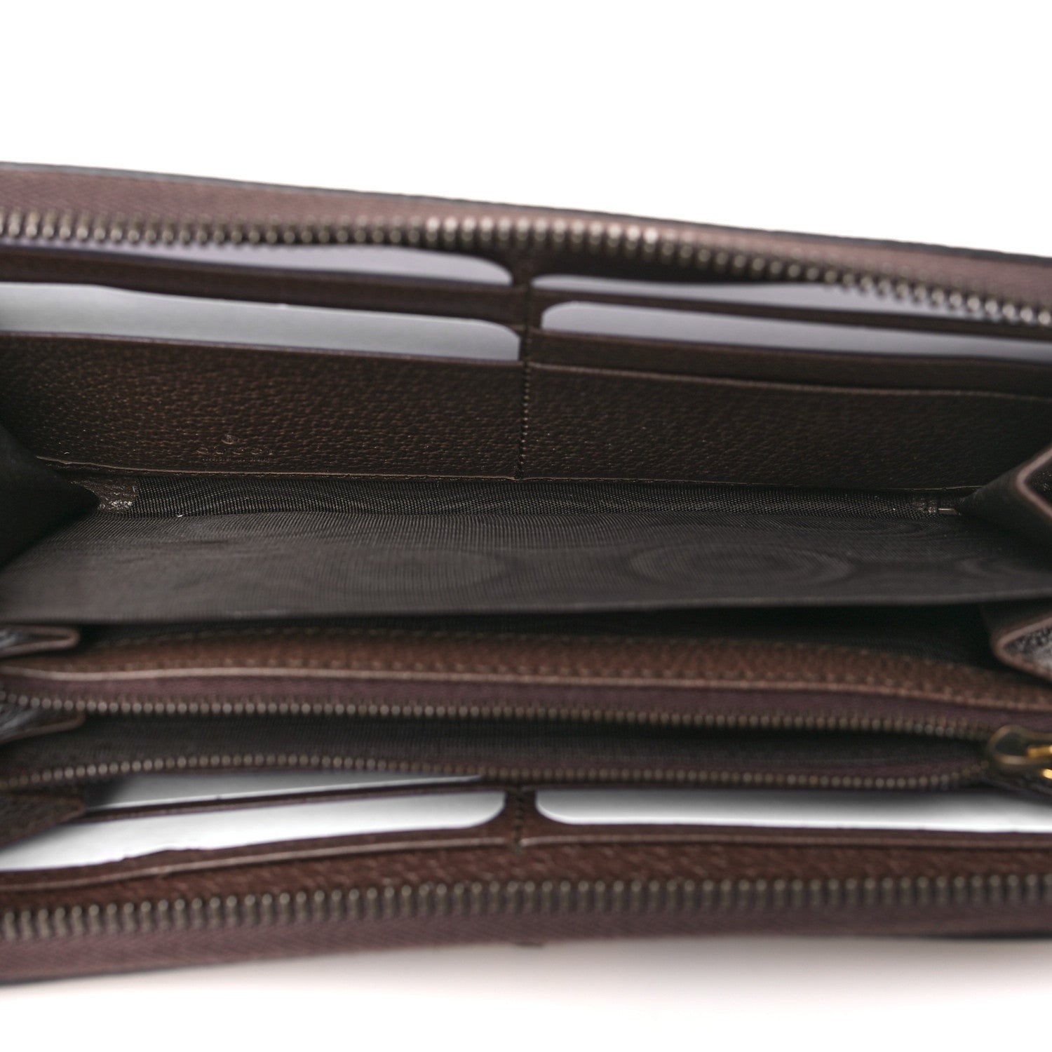 Gucci Monogram Jumbo GG Textured Dollar Calfskin Diana Zip Around Continental Wallet Camel Ebony New Acero 5 of 7