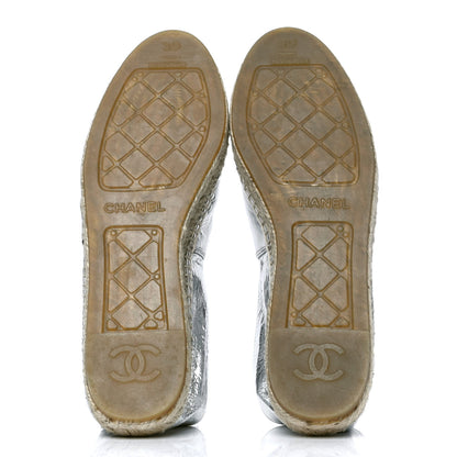 Chanel Laminated Goatskin CC Espadrilles 39 Silver 4 of 4