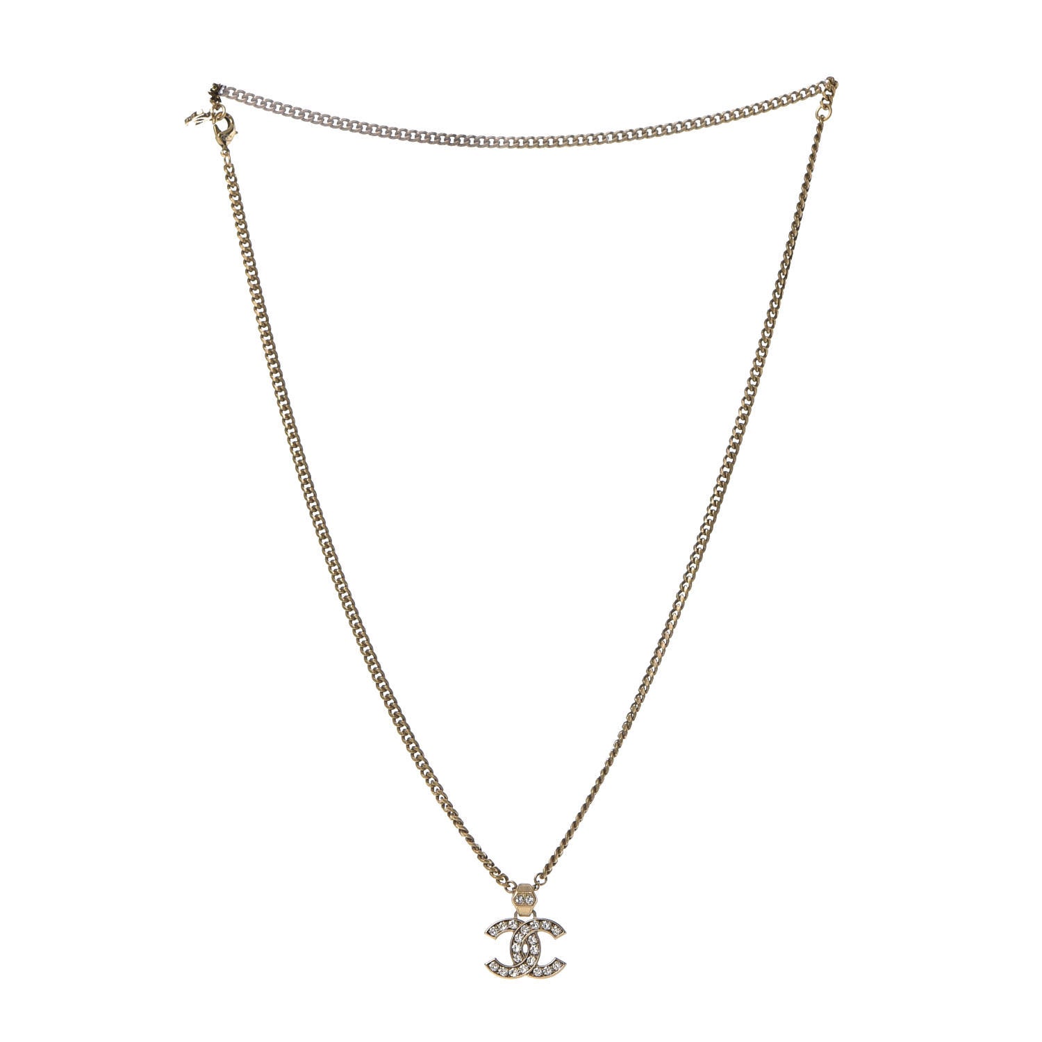 Chanel Crystal CC Necklace Gold 3 of 7