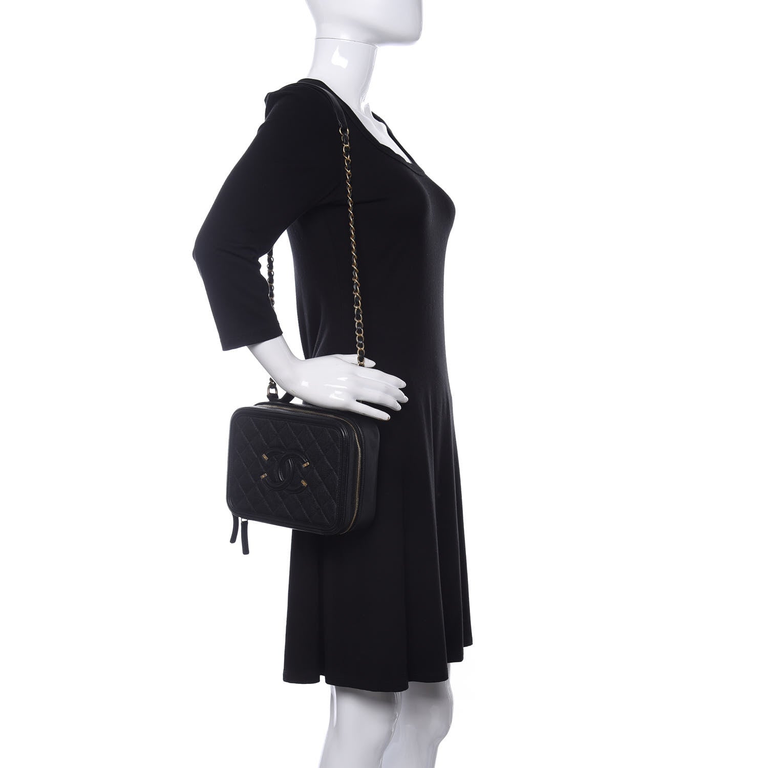 Chanel Caviar Quilted Medium CC Filigree Vanity Case Black 2 of 10