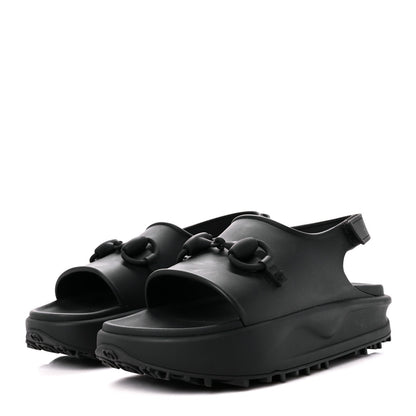 Gucci Soft Rubber Mens Horsebit Platform Slingback Sandals 9 Black 3 of 7