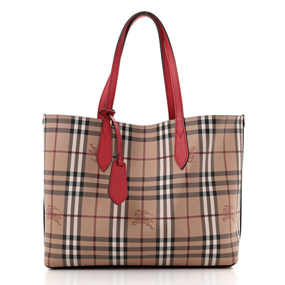 Burberry Haymarket Check Medium Reversible Tote Poppy Red 3 of 7