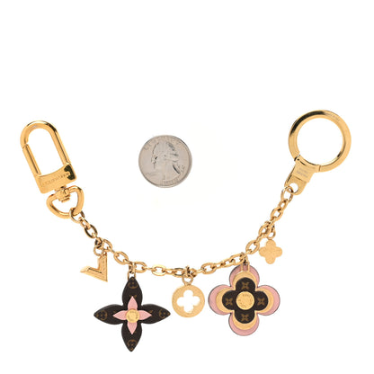 Louis Vuitton Brass Monogram Blooming Flowers Bag Charm Key Holder Rose Ballerine 2 of 5