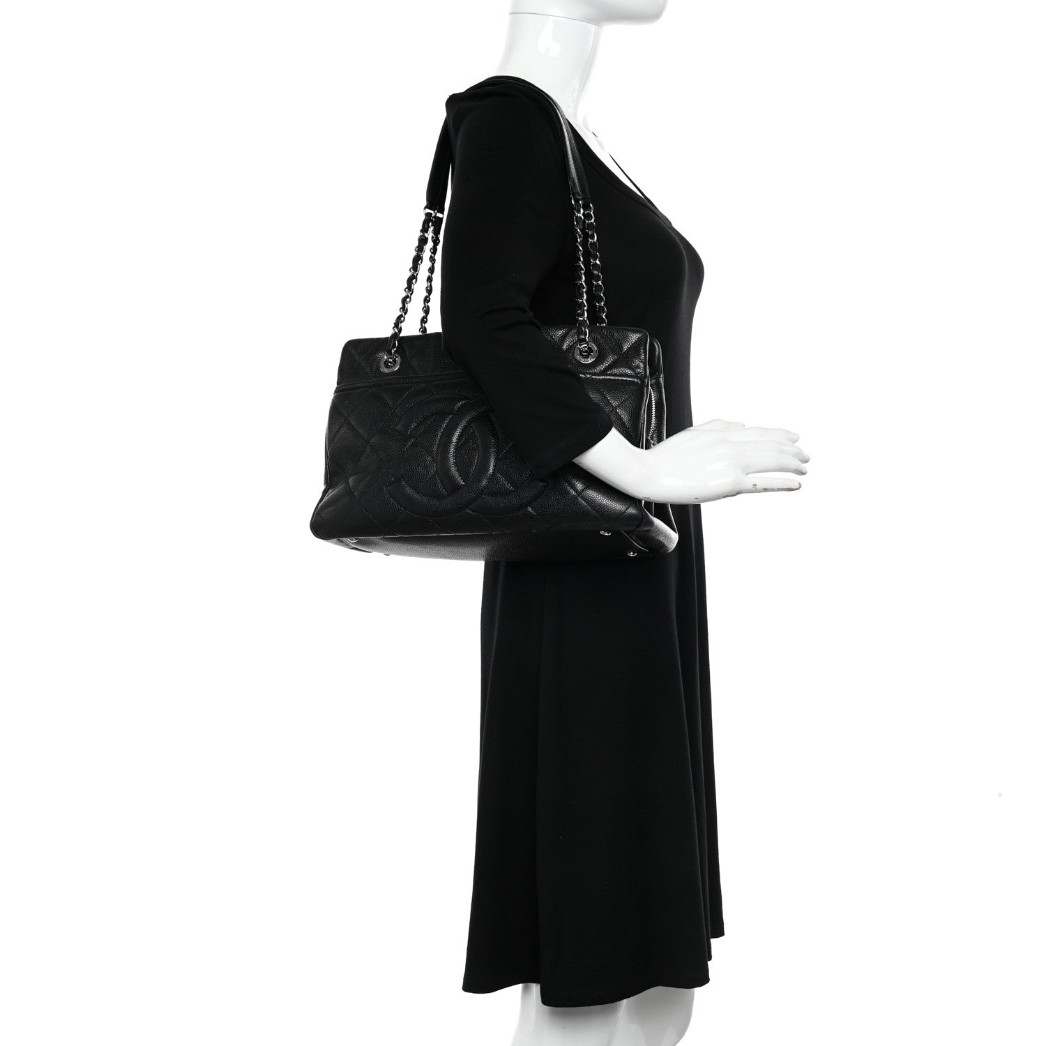 Chanel Caviar Quilted CC Timeless Soft Tote Black 2 of 12