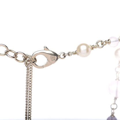 Chanel Pearl Beaded CC Necklace Gold Purple 4 of 4