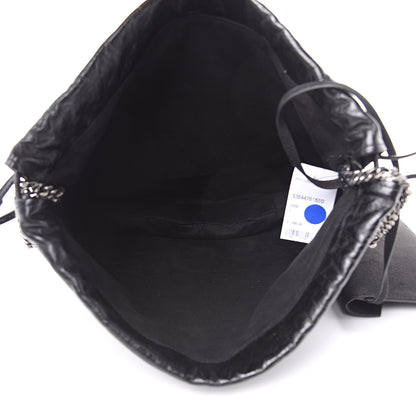 Saint Laurent Cracked Shiny Calfskin Teddy Drawstring Bag Black 5 of 9