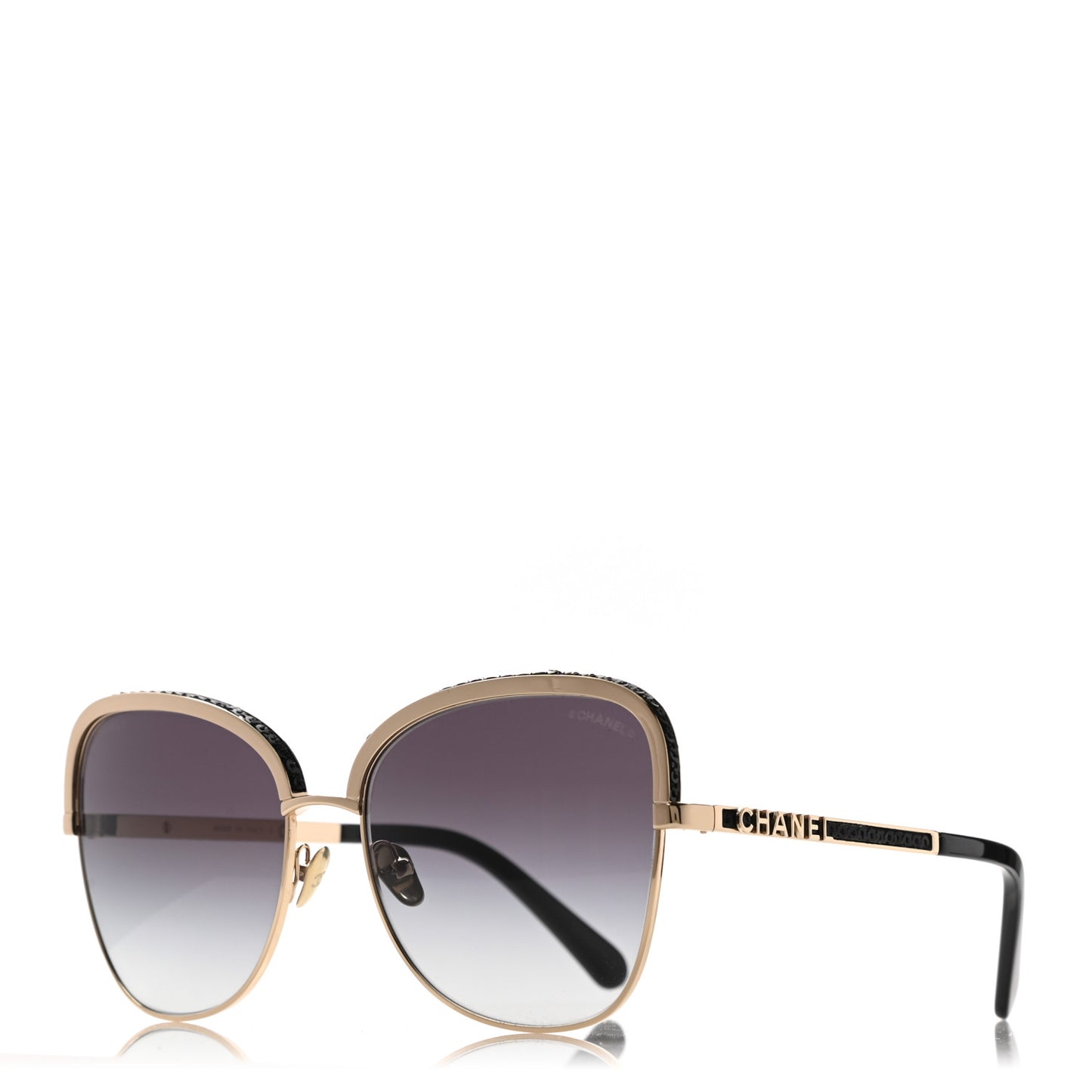 Square Frame Sequin Sunglasses 4270 Gold Black