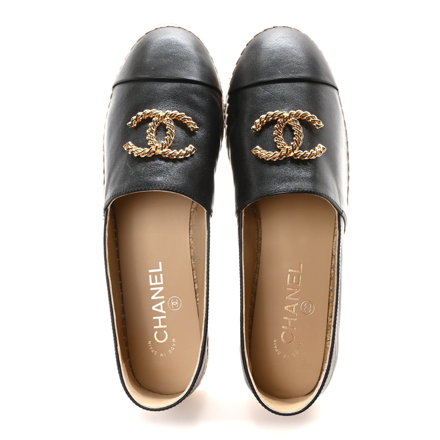 Chanel Calfskin Chain CC Espadrilles 40 Black 2 of 7