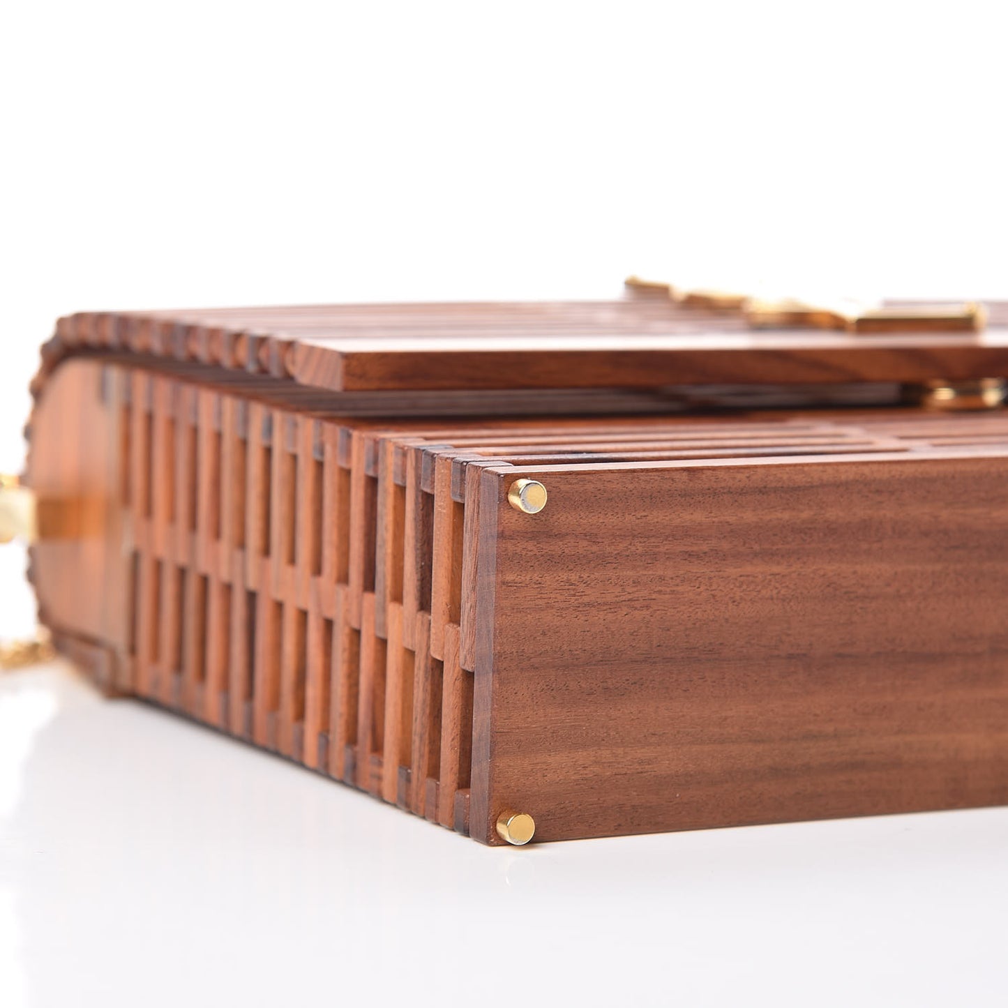 Wood Small Monogram Kate Box Bag Brown