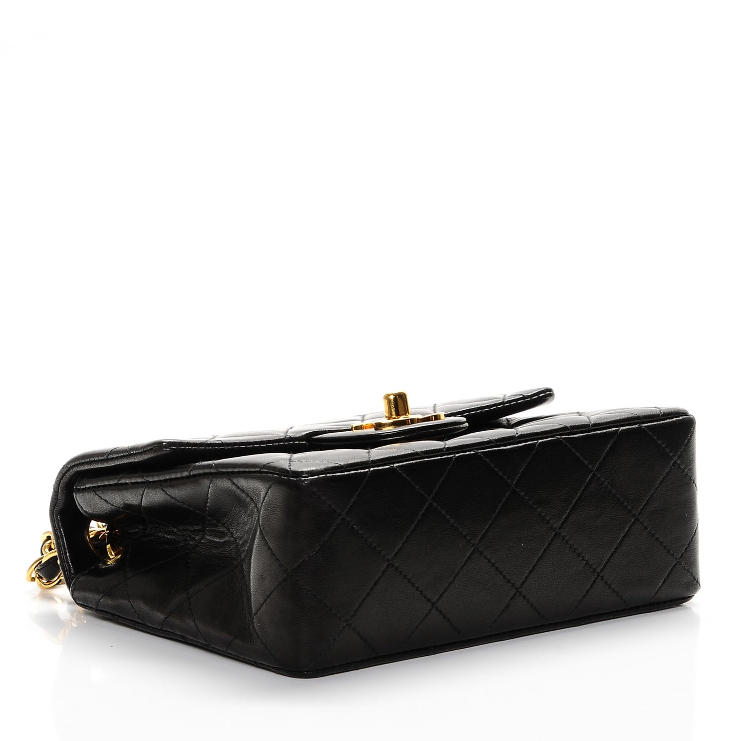 Lambskin Quilted Mini Square Flap Black