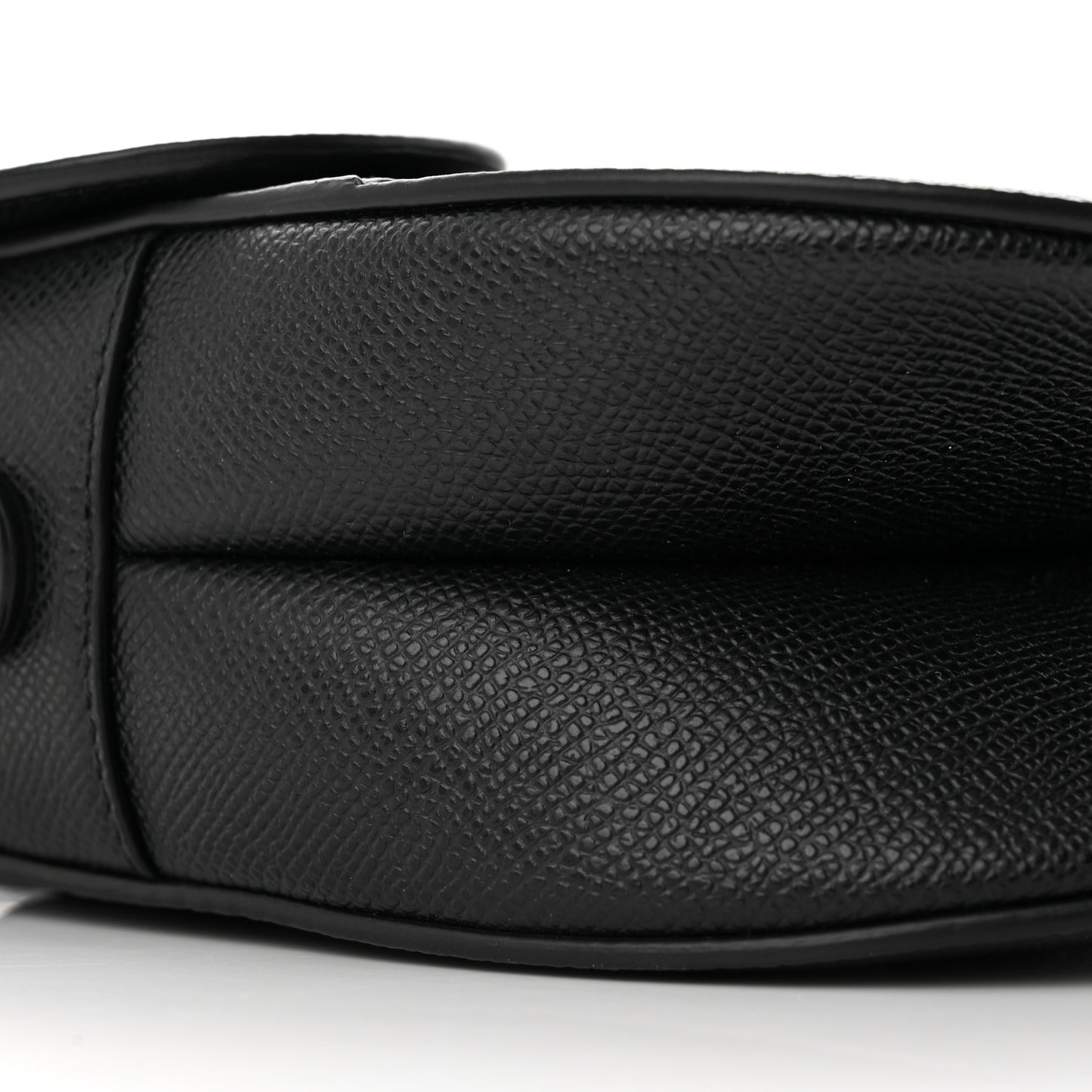 Grained Calfskin Saddle Bag With Strap Black