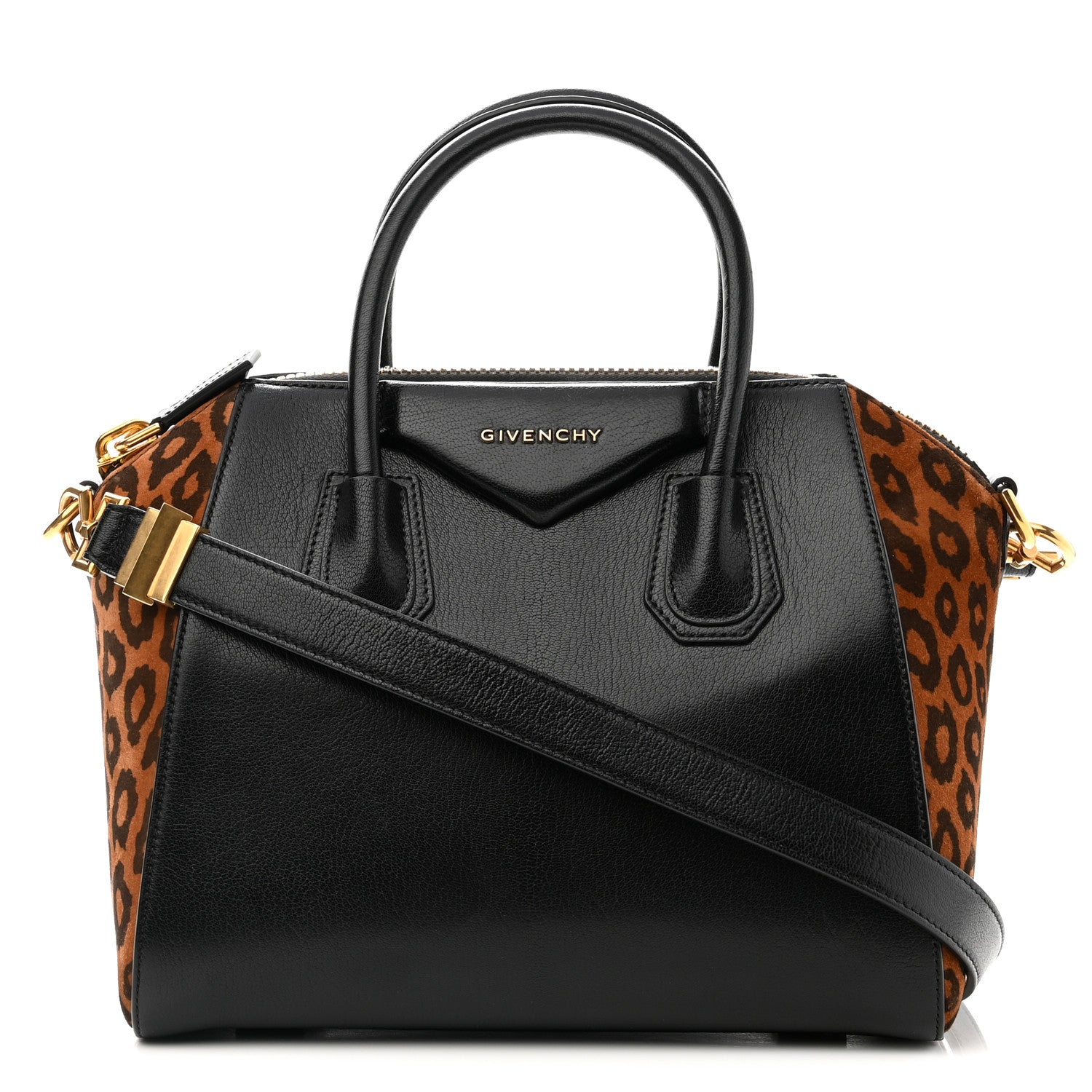 Givenchy Calfskin Suede Leopard Print Small Antigona Black 1 of 10
