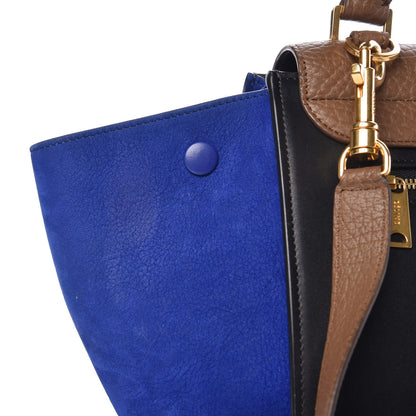 Celine Bullhide Calfskin Nubuck Medium Tri-color Trapeze Coffee 12 of 12