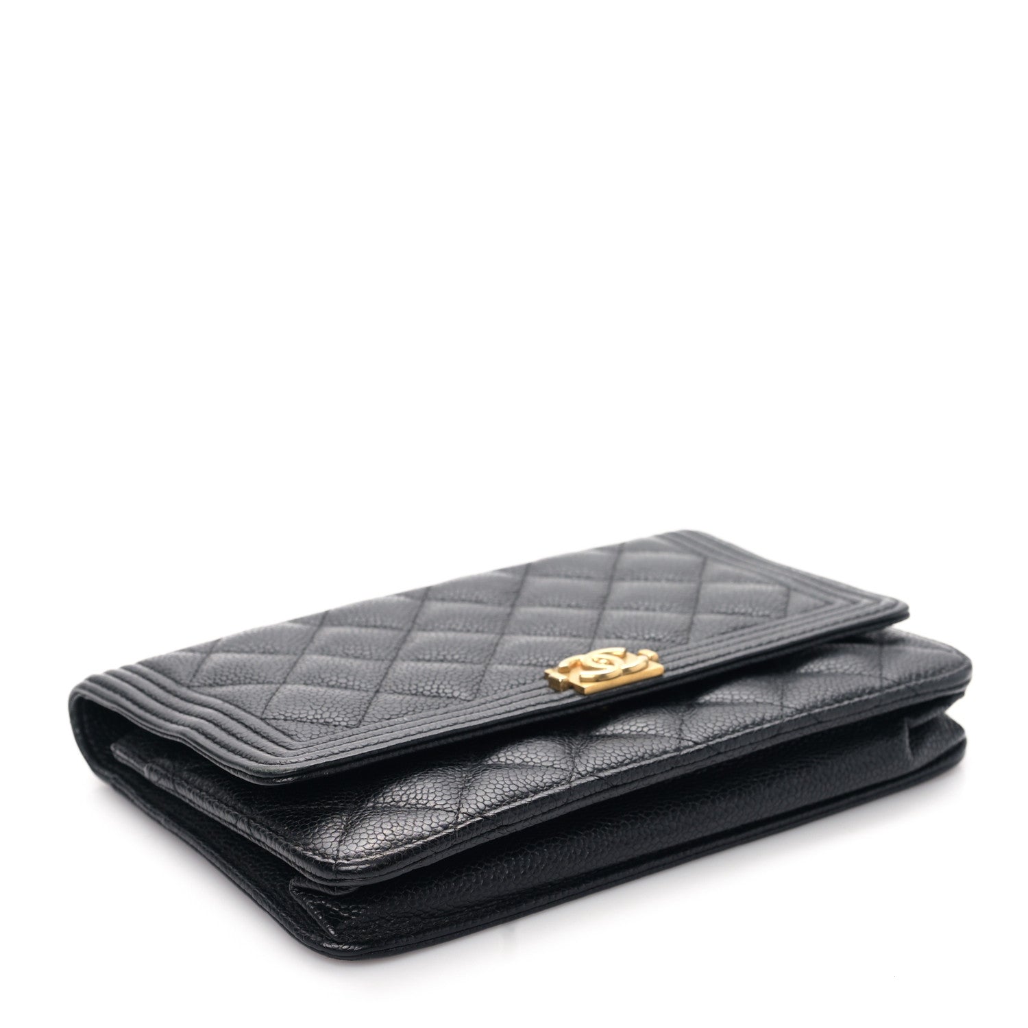 Chanel Caviar Quilted Boy Wallet On Chain WOC Black 3 of 9