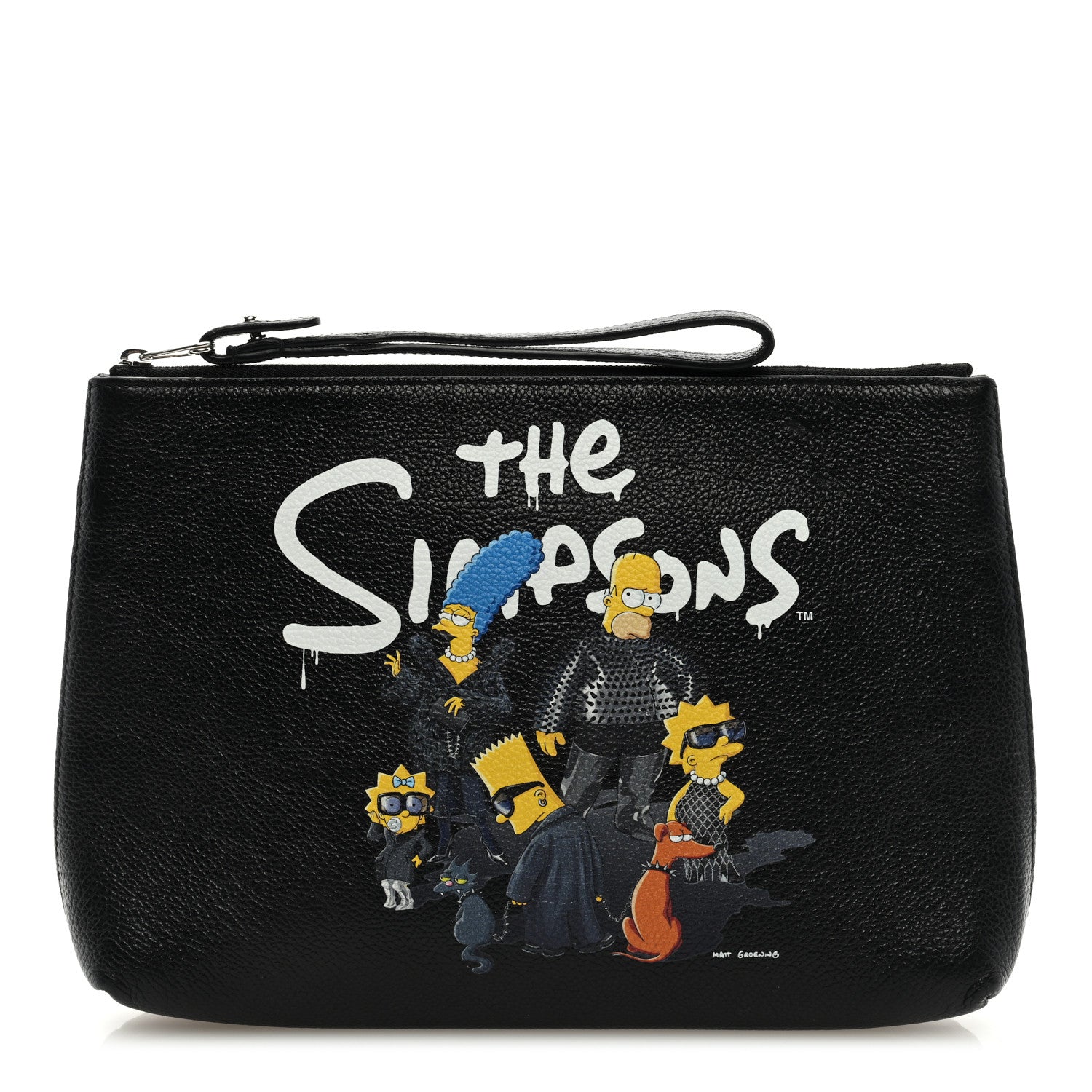 Balenciaga X THE SIMPSONS Calfskin Logo Zip Pouch Black 1 of 6