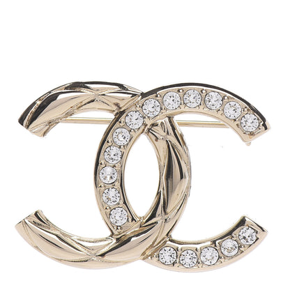 Chanel Crystal CC Brooch Light Gold 1 of 5