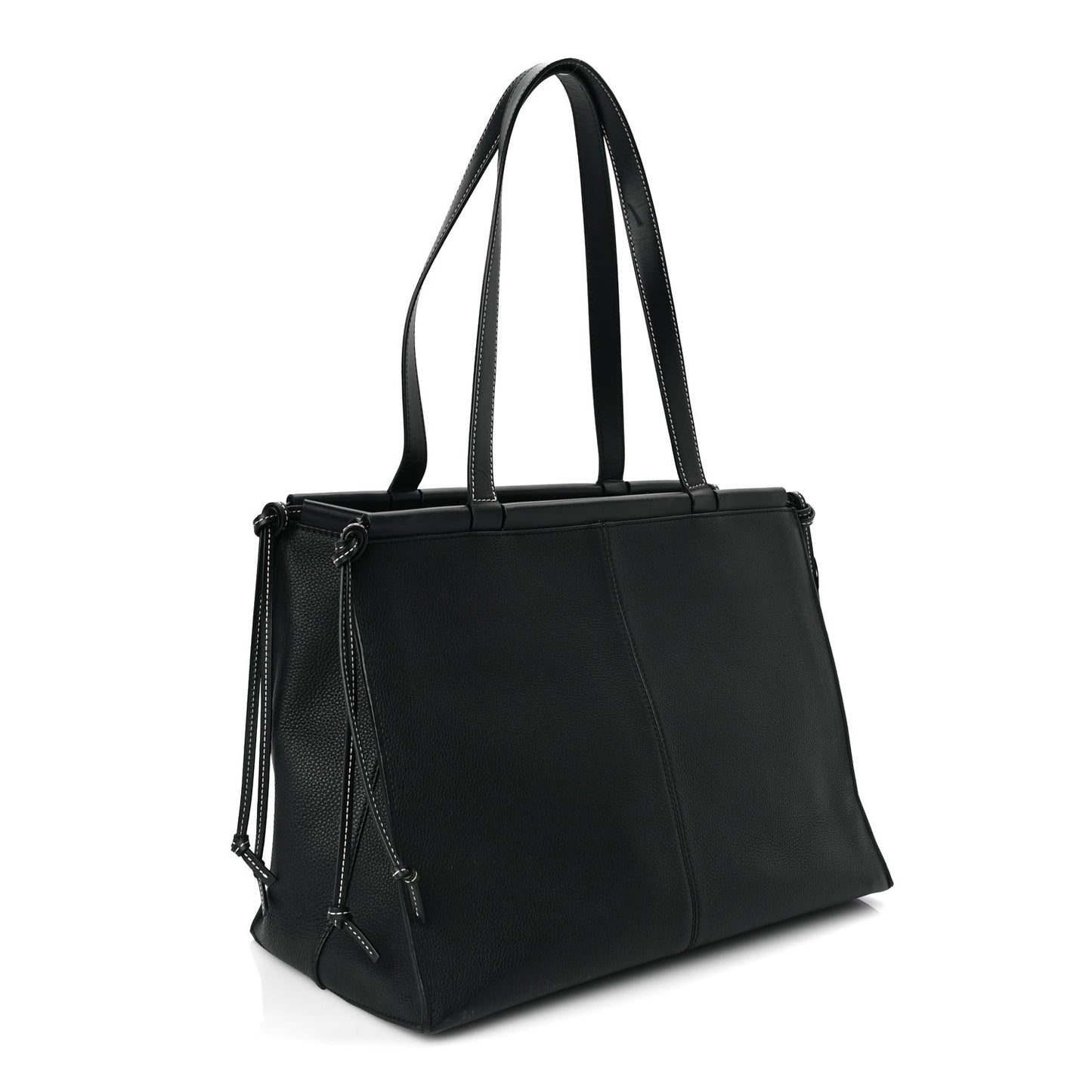 Grained Calfskin Small Cushion Tote Black