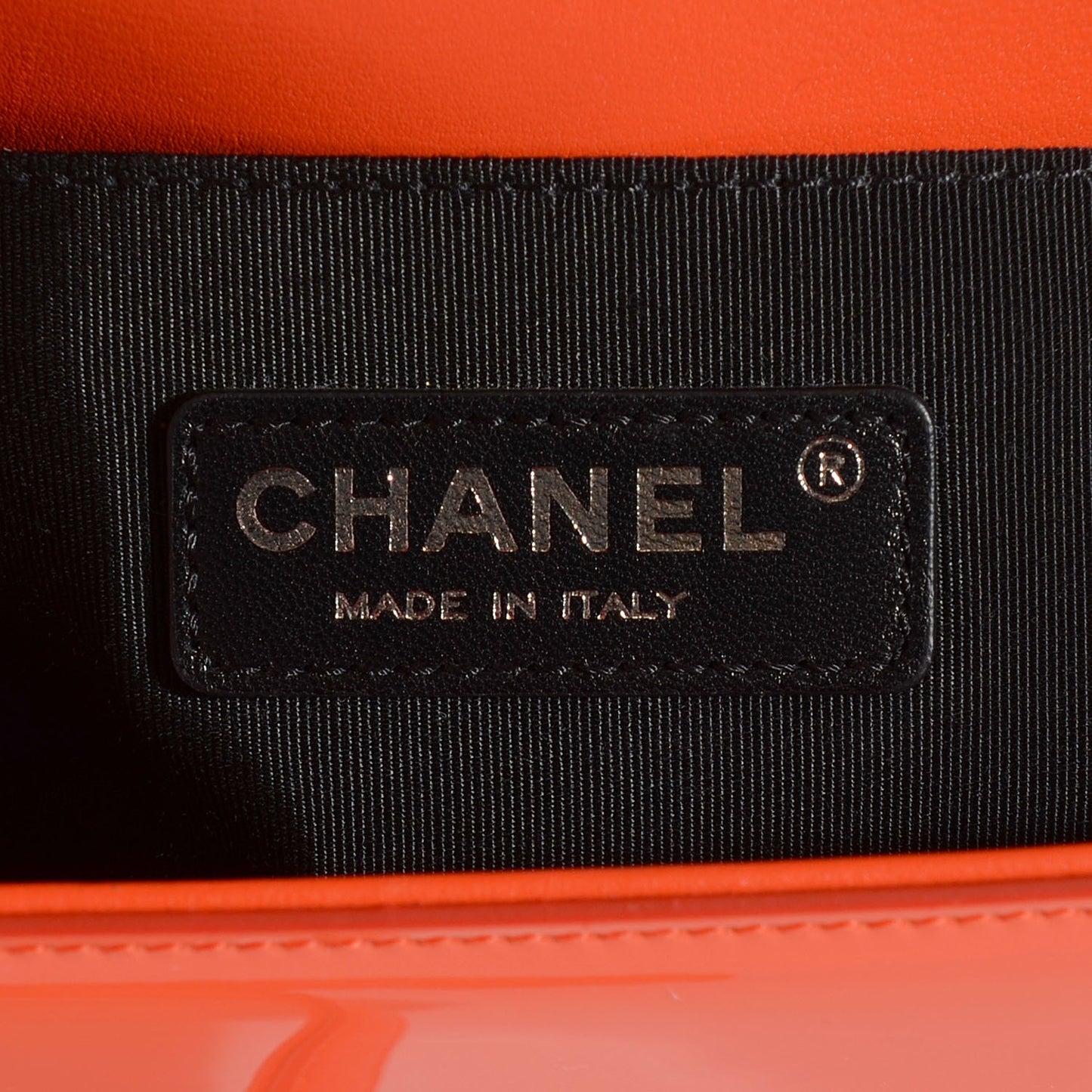 Patent Quilted Small Boy Flap Plexiglass Orange