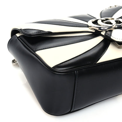 Gucci Calfskin Matelasse Medium Optical GG Marmont Shoulder Bag Black White 7 of 8