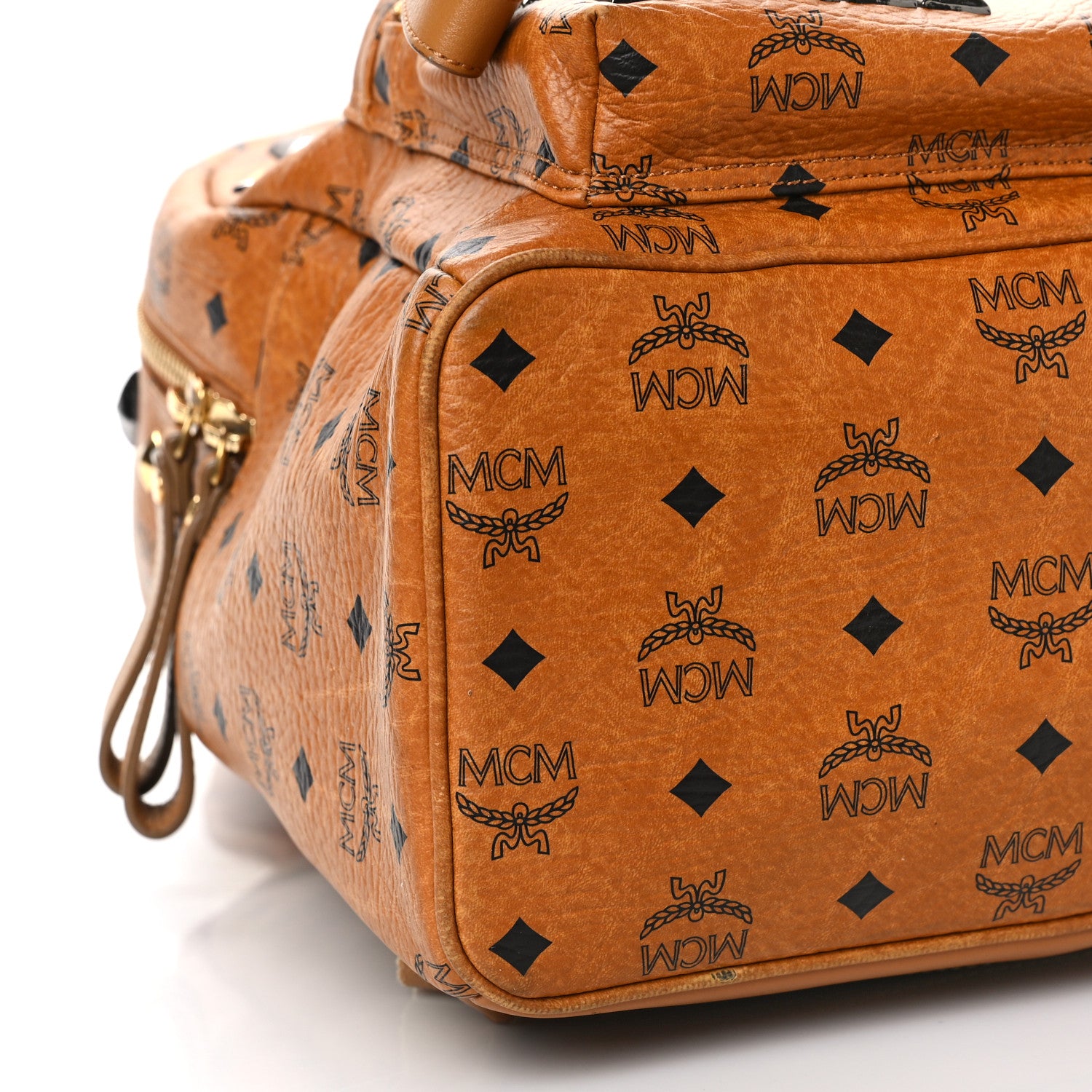 MCM Visetos Studded Medium Stark M Backpack Cognac 7 of 8