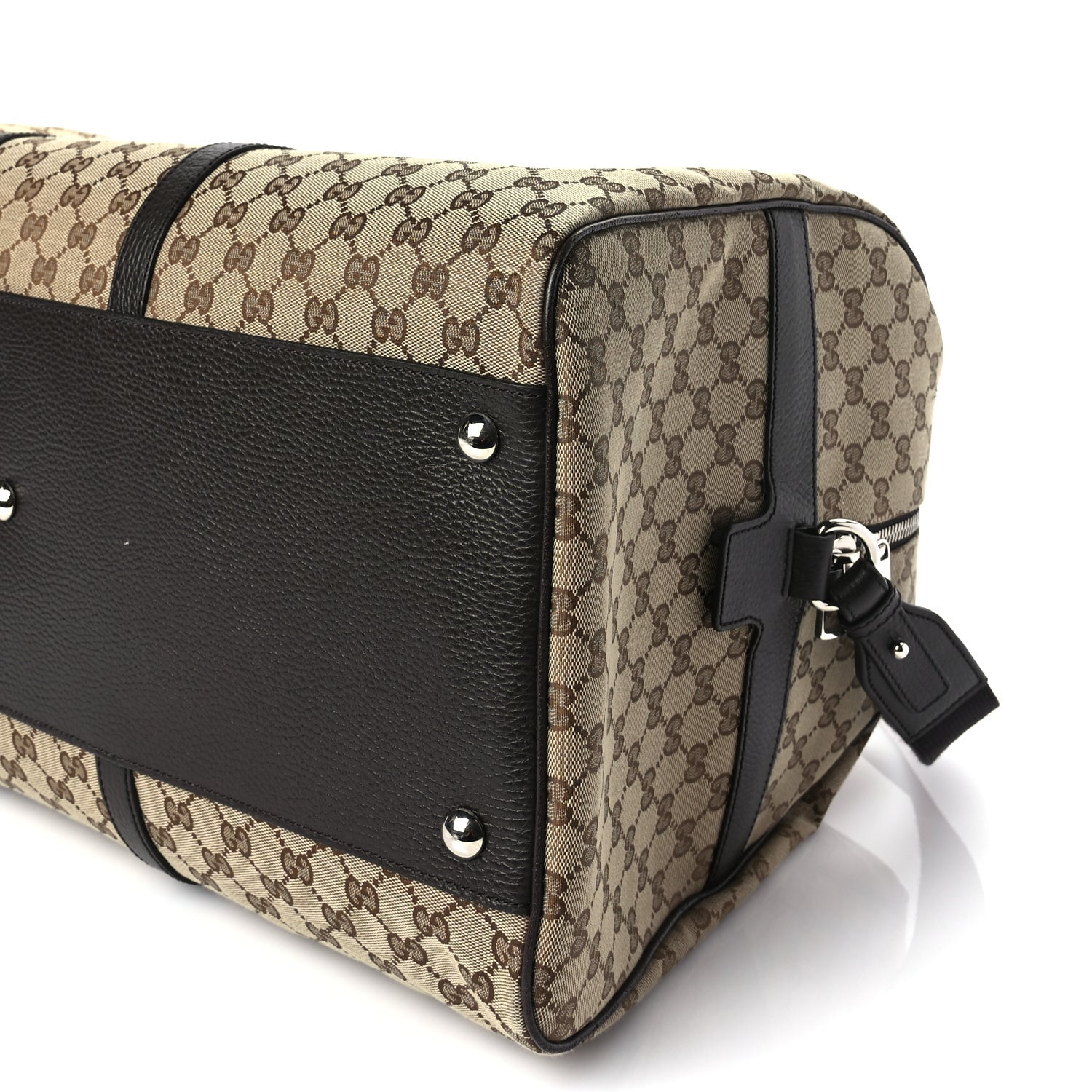 Gucci Monogram Dollar Calfskin Large Boston Duffle Bag Beige Ebony Testa di Moro Marrone Scuro 9 of 9