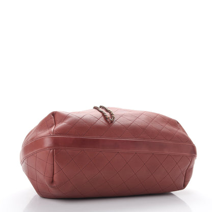 Chanel Calfskin Stitched Large Drawstring CC Bag Burgundy 4 of 13