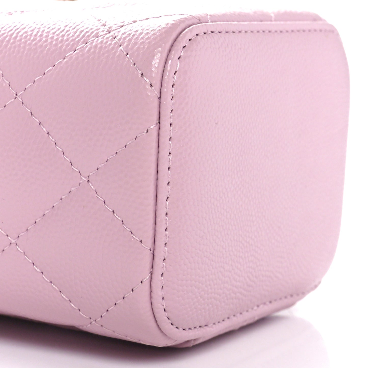 Caviar Quilted Mini Vanity Case With Chain Light Pink