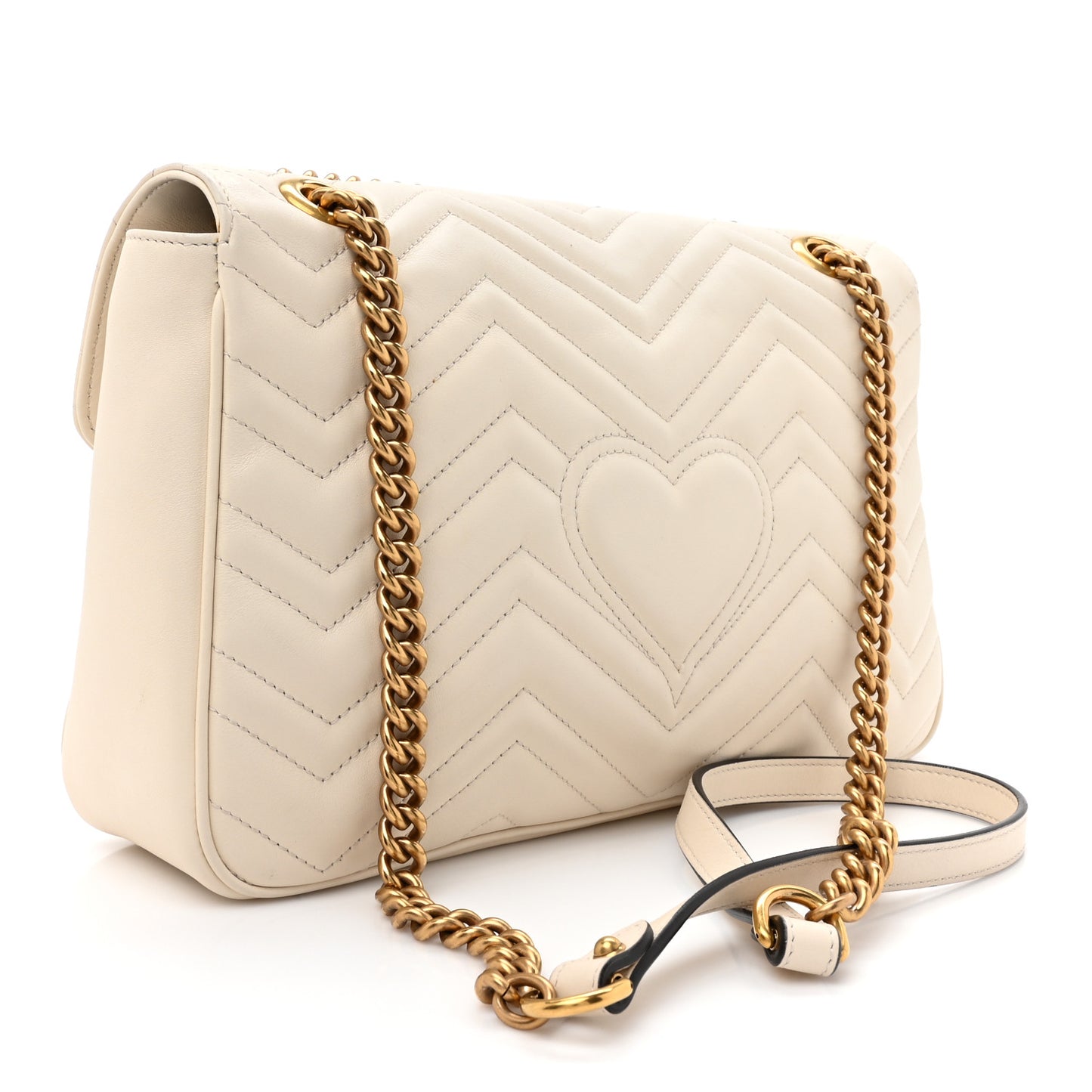 Calfskin Matelasse Medium GG Marmont Shoulder Bag White
