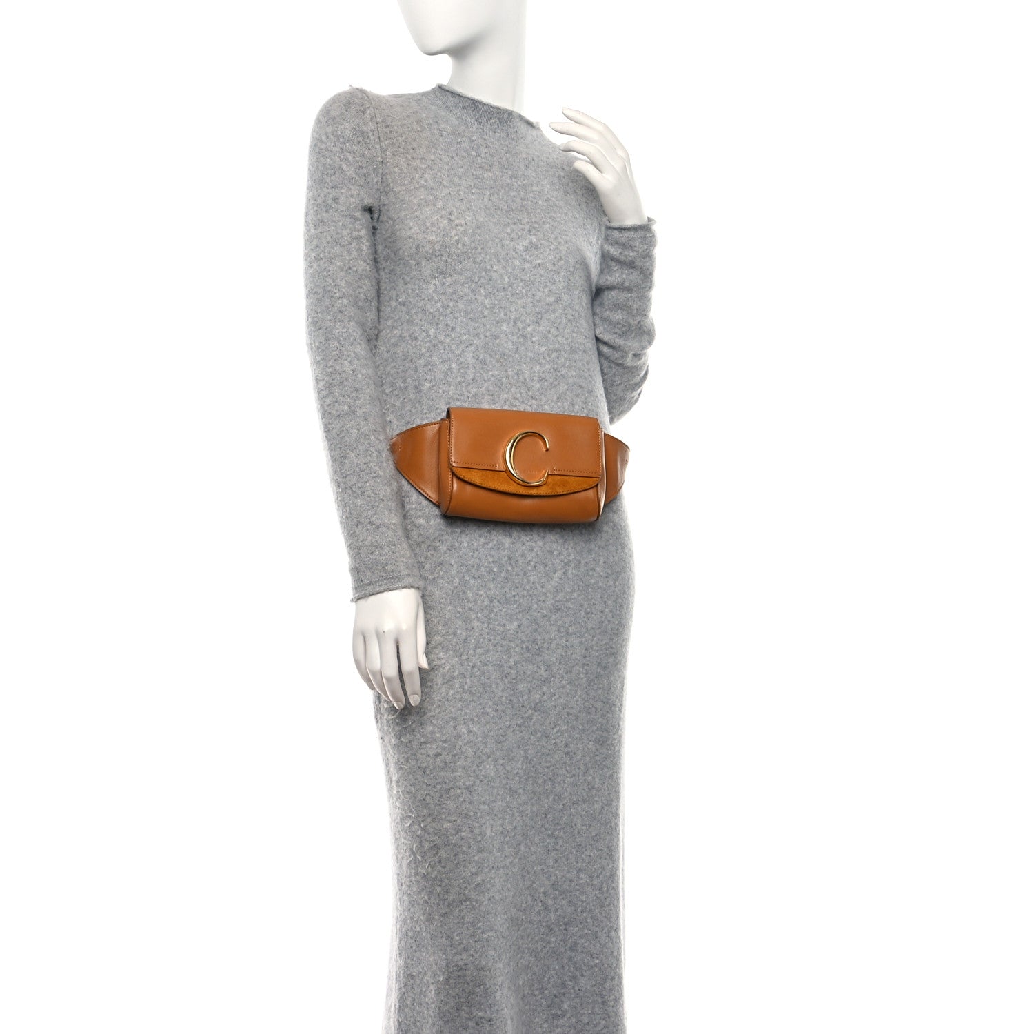 Chloe Calfskin Suede C Belt Bag Tan 2 of 8