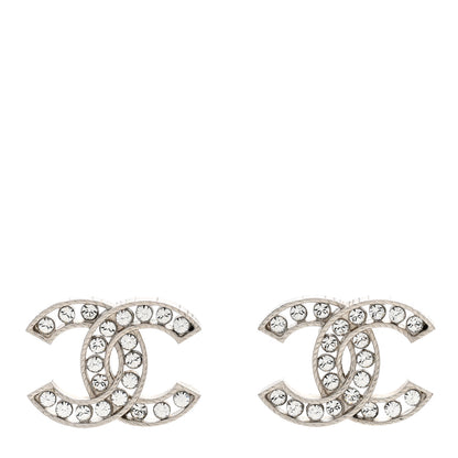 Chanel Crystal CC Chain Earrings Silver 1 of 4