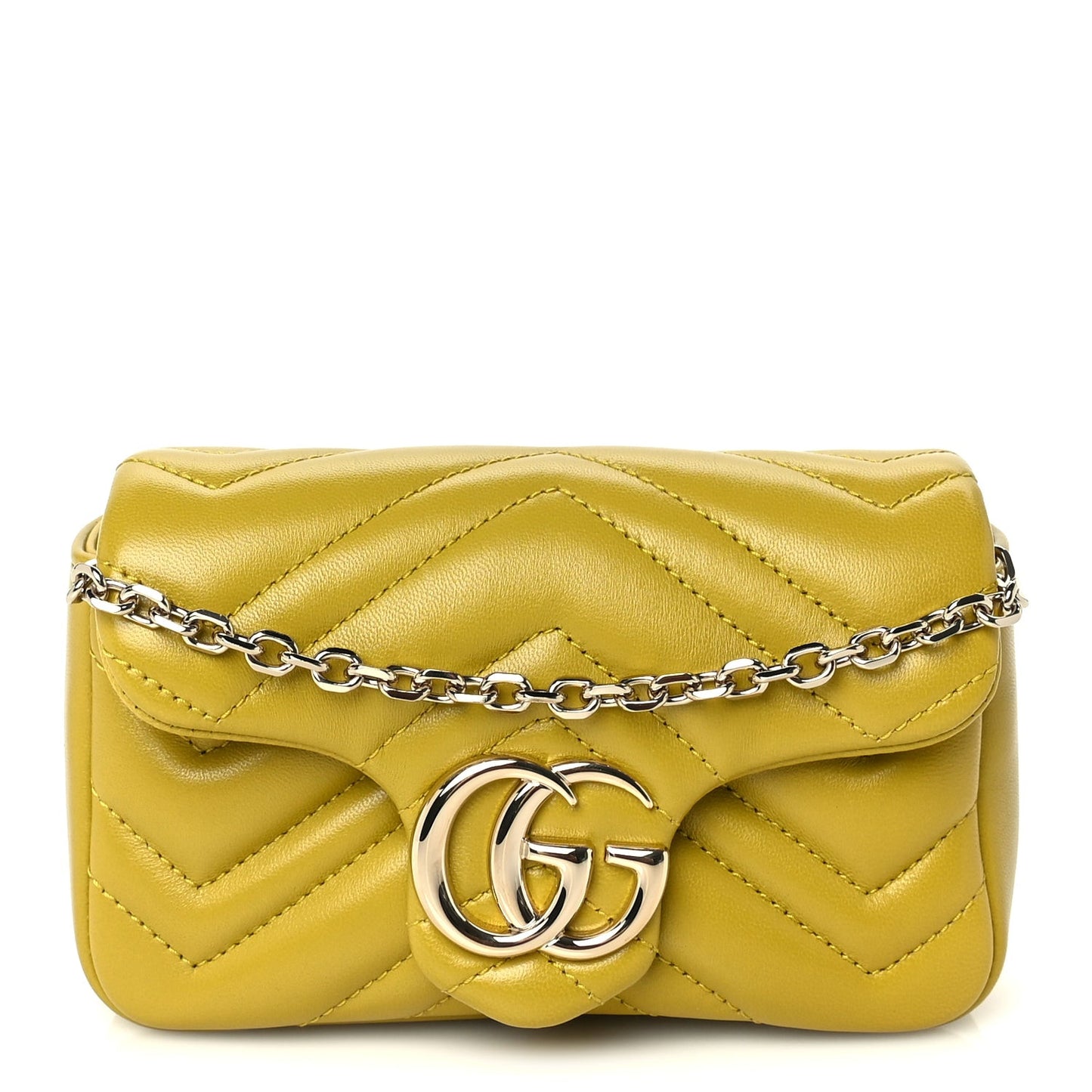 Lambskin Matelasse Mini GG Marmont Shoulder Bag Yellow