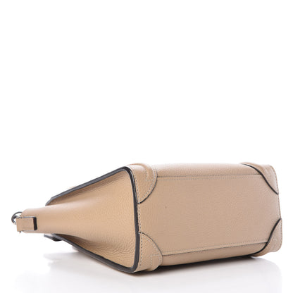 Celine Drummed Calfskin Nano Luggage Dune 4 of 10