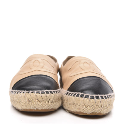Chanel Lambskin CC Espadrilles 38 Beige Black 2 of 11
