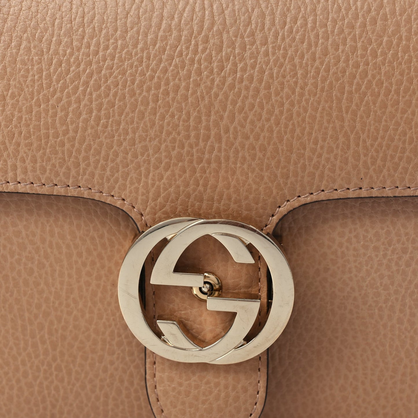 Dollar Calfskin Small Interlocking G Shoulder Bag Camelia