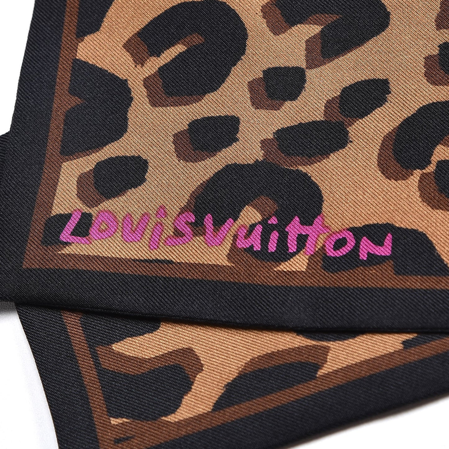 Silk Leopard Bandeau Scarf Marron