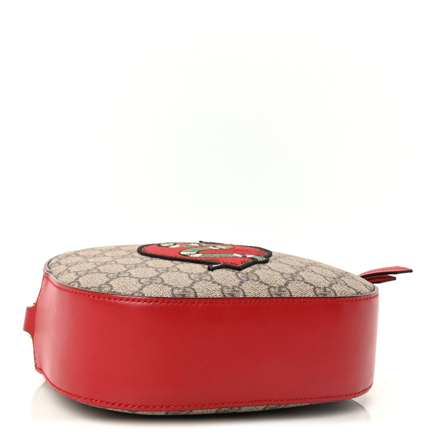GG Supreme Monogram Kingsnake Heart Embroidered Mini Chain Shoulder Bag  Beige Hibiscus Red