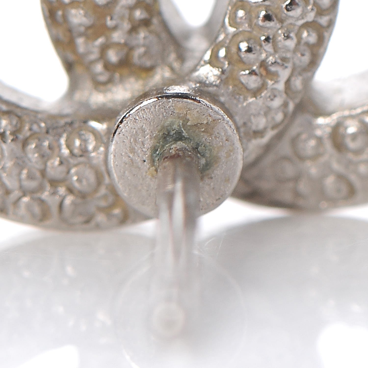 Chanel Crystal Timeless CC Earrings Silver 5 of 7