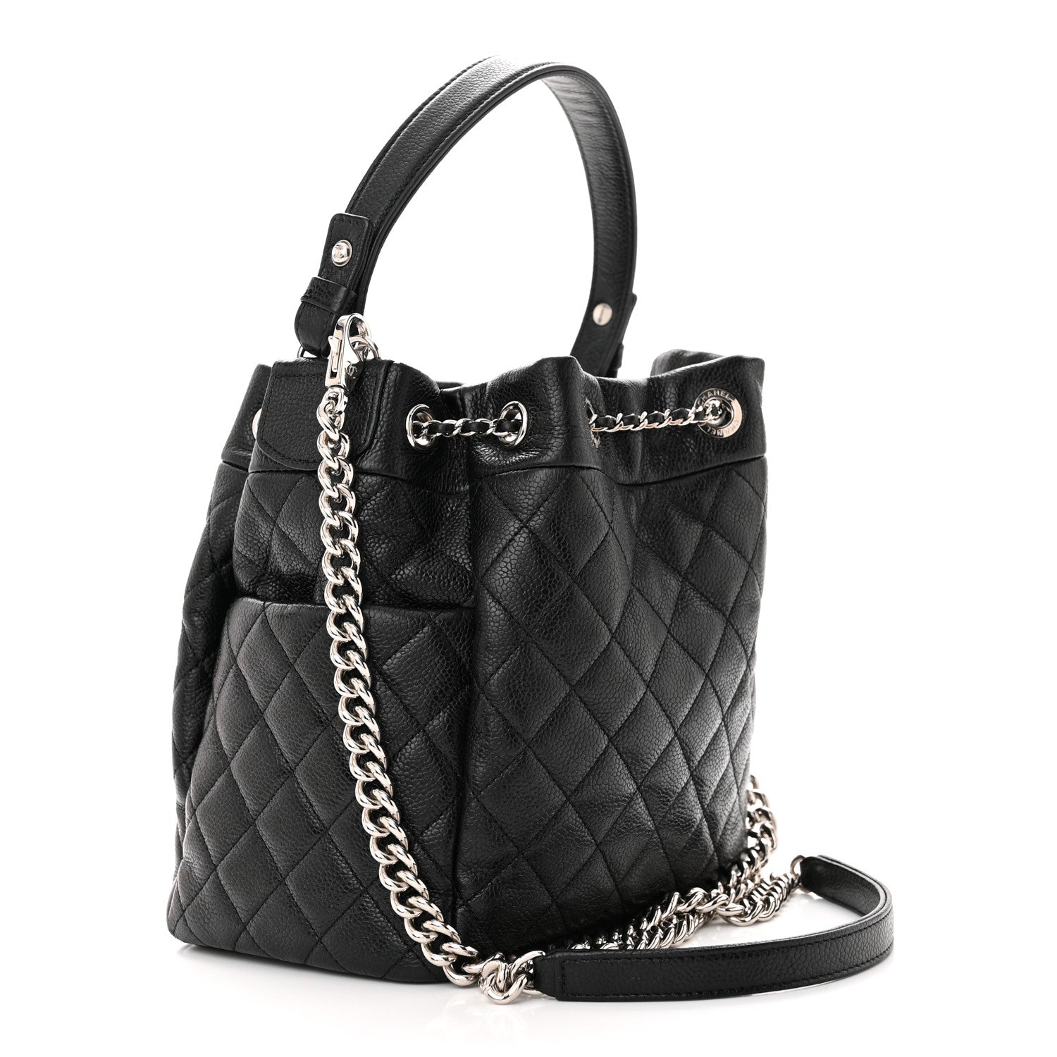 Chanel Caviar Quilted Small Chain Bucket Bag Black 3 of 13