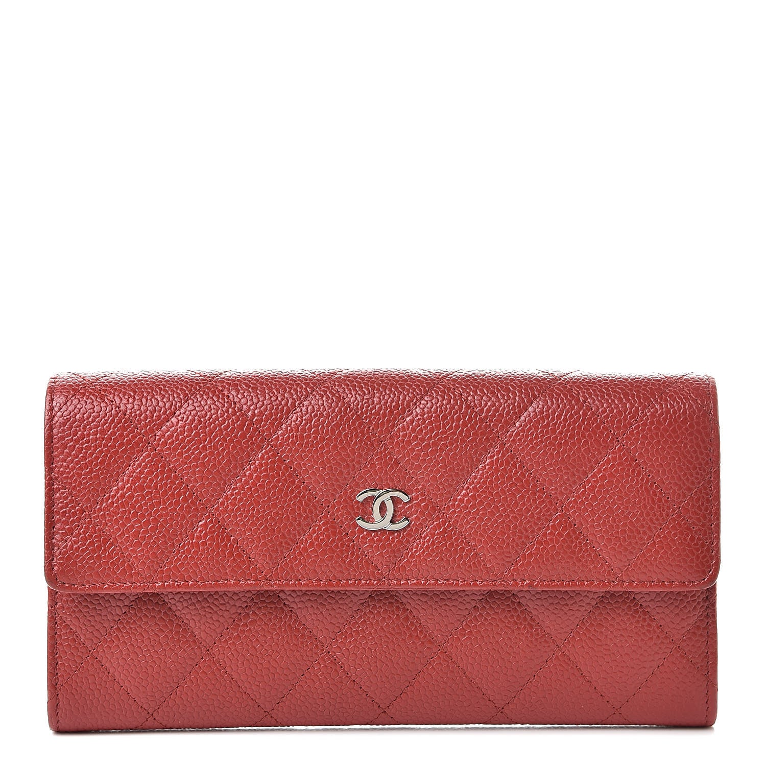 Chanel Caviar Quilted Large Gusset Flap Wallet Red 1 of 9