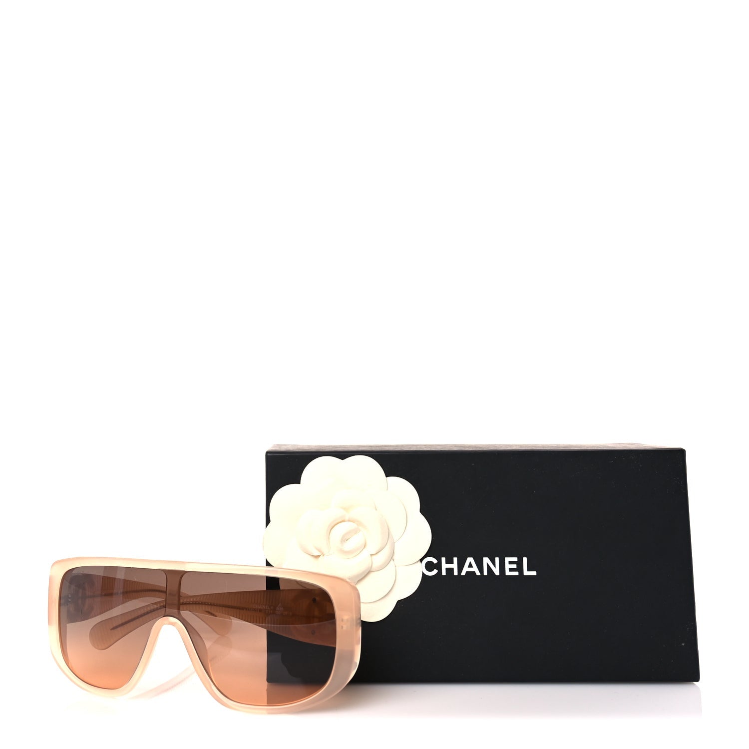 Chanel Transparent Acetate Shield Sunglasses 5495  Peach 7 of 7
