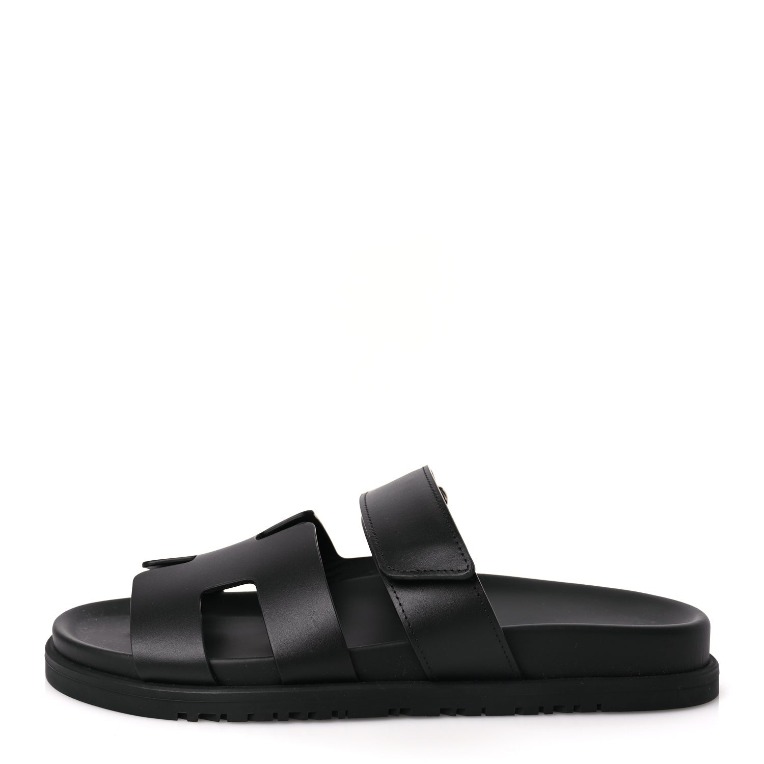 Hermes Calfskin Womens Chypre Sandals 38 Black 1 of 9