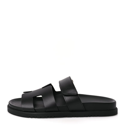 Hermes Calfskin Womens Chypre Sandals 38 Black 1 of 9