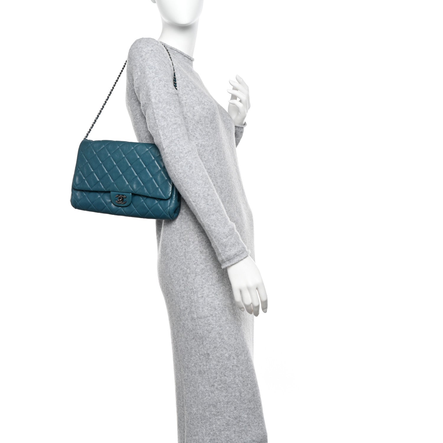 Chanel Lambskin Quilted Clutch with Chain Flap Turquoise 2 of 11