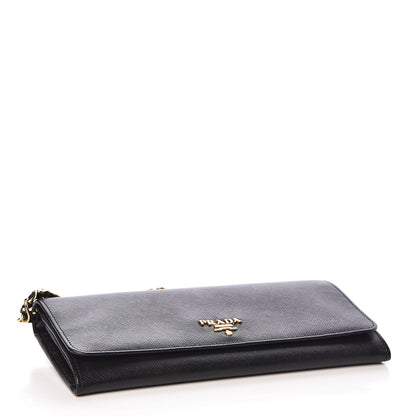 Prada Saffiano Metal Oro Chain Wallet Black 4 of 11