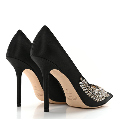 Jimmy Choo Satin Crystal Embellished Love 85mm Pumps 39 Black 4 of 11