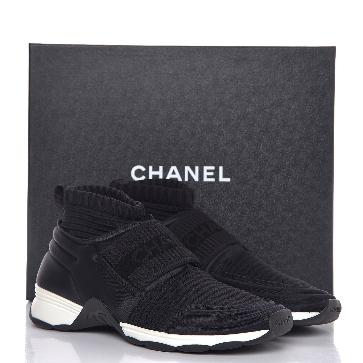 Chanel Stretch Fabric CC Sneakers 37 Black 8 of 8