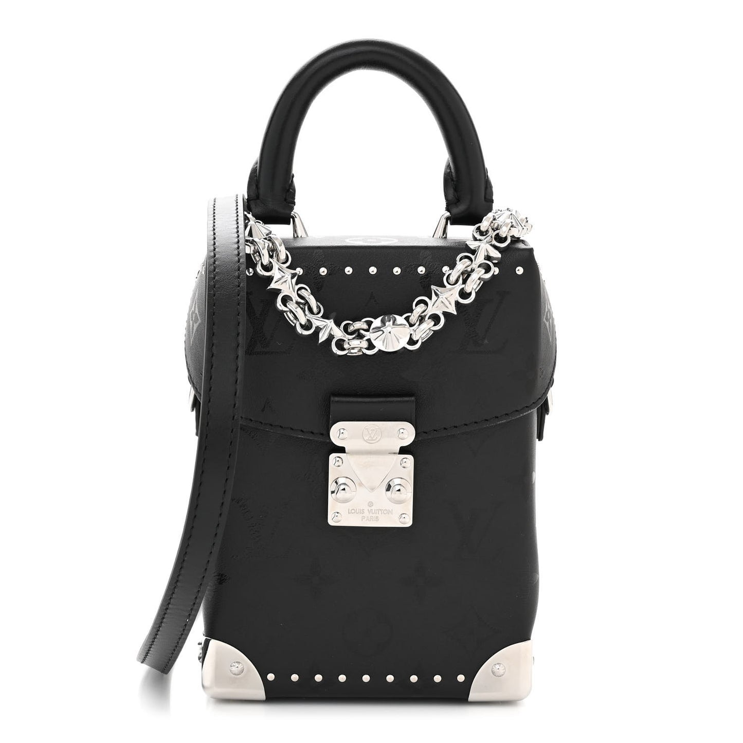 Calfskin Monogram Print Camera Box Black