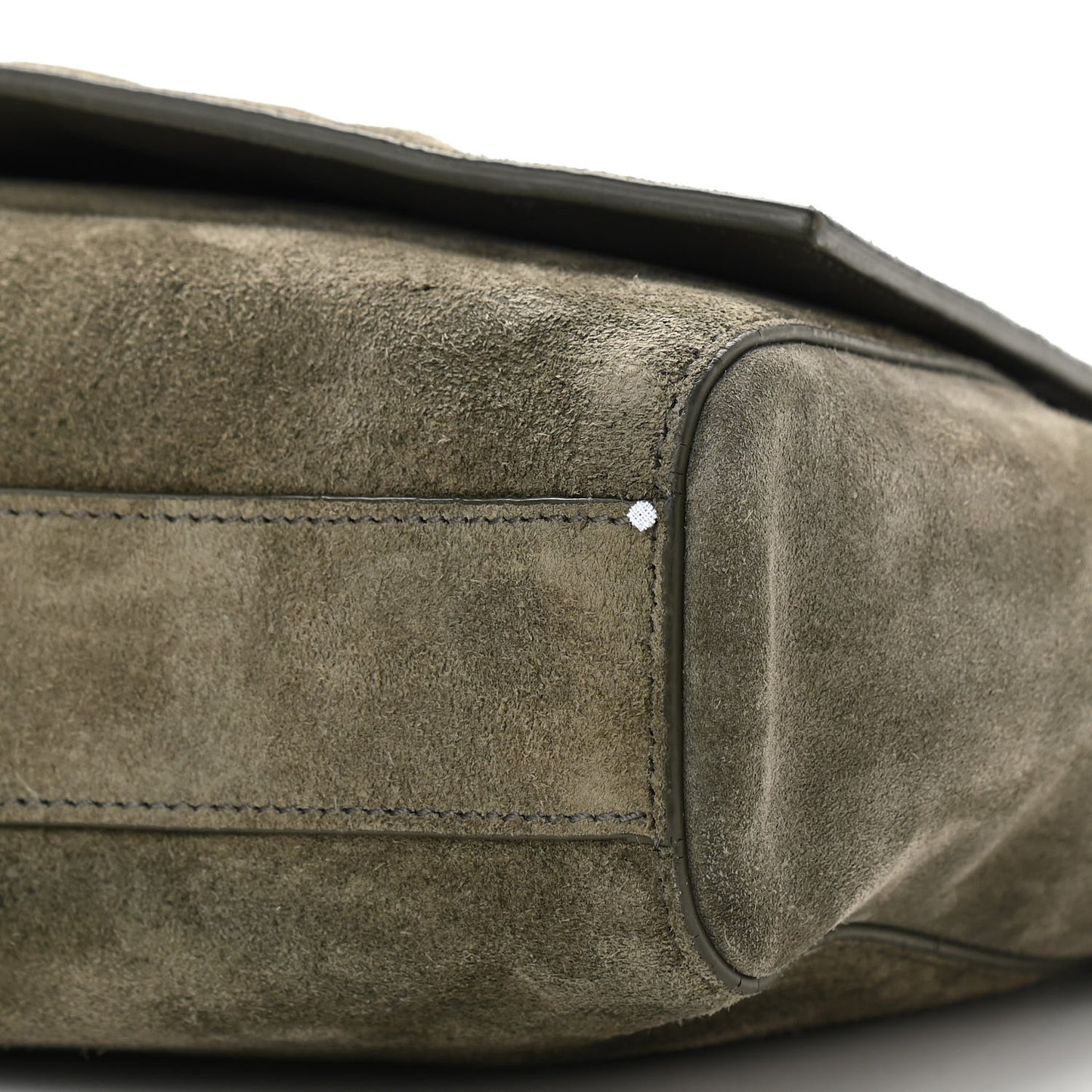 Suede Medium Reversible Monogram Kate Satchel Olive